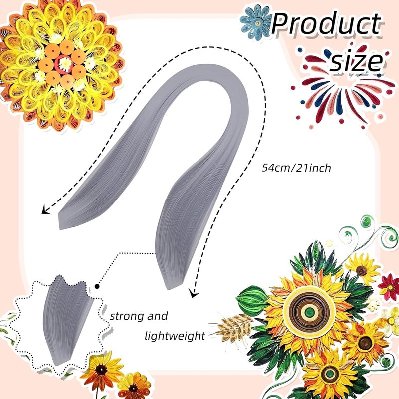 silllule 360Pcs Paper Quilling Strips 3mm (1/8inch) Width 54cm (21inch) Length Strips Quilling Art Paper, Single Color Quilling Strips Paper for Art,Parper Craft Decorating,Paper Hand Craft (White) - Image 2